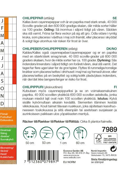 Chilipepper 'Cayenne' økologisk 